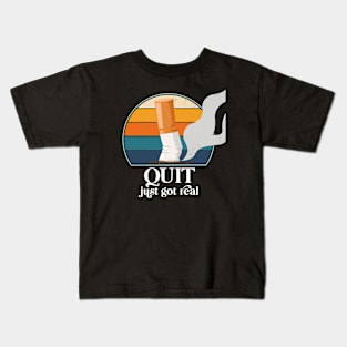 Quit just got real. Proud non-smoker since 2021. Funny gift Kids T-Shirt